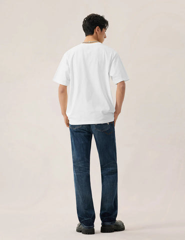 Evisu Men's Short Sleeve 2 Tone Emb Logo T-Shirt White