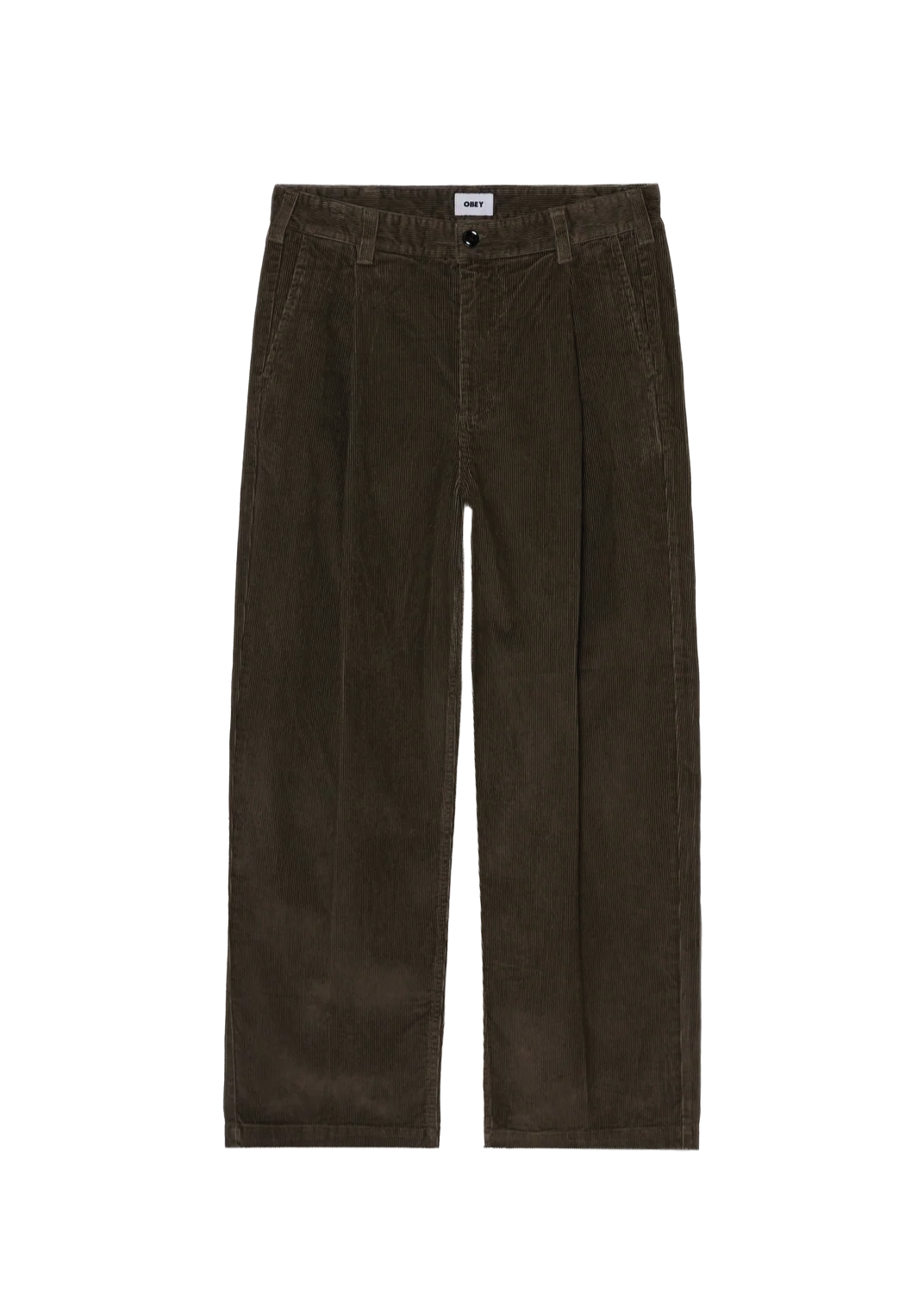 Obey Pantalone in velluto da uomo Dean Pleated marrone