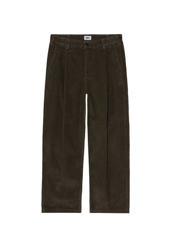 Obey Pantalone in velluto da uomo Dean Pleated marrone