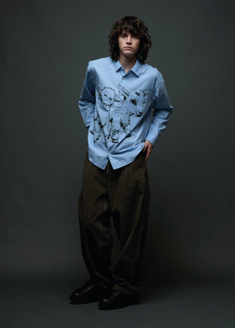 Obey Pantalone in velluto da uomo Dean Pleated marrone