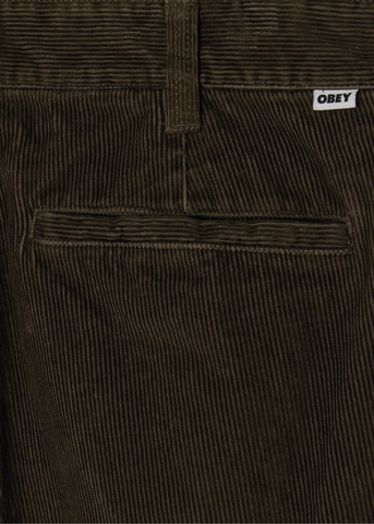 Obey Pantalone in velluto da uomo Dean Pleated marrone