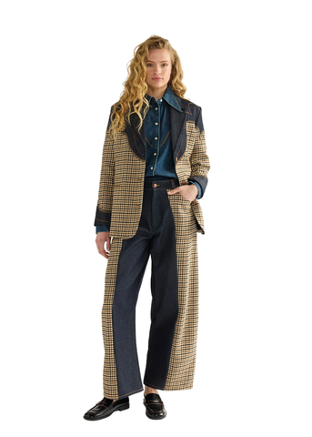 Regular Houndstooth Blazer in Rinse 112386802
