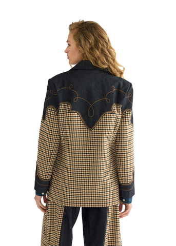 Regular Houndstooth Blazer in Rinse 112386802