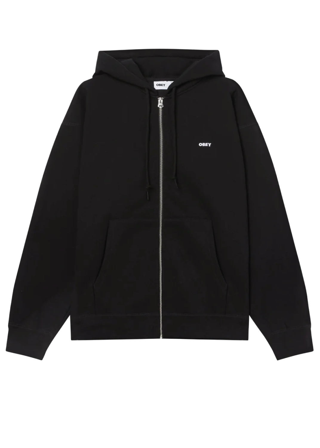 Obey Felpa da uomo con zip e cappuccio Est. Works Bold nera