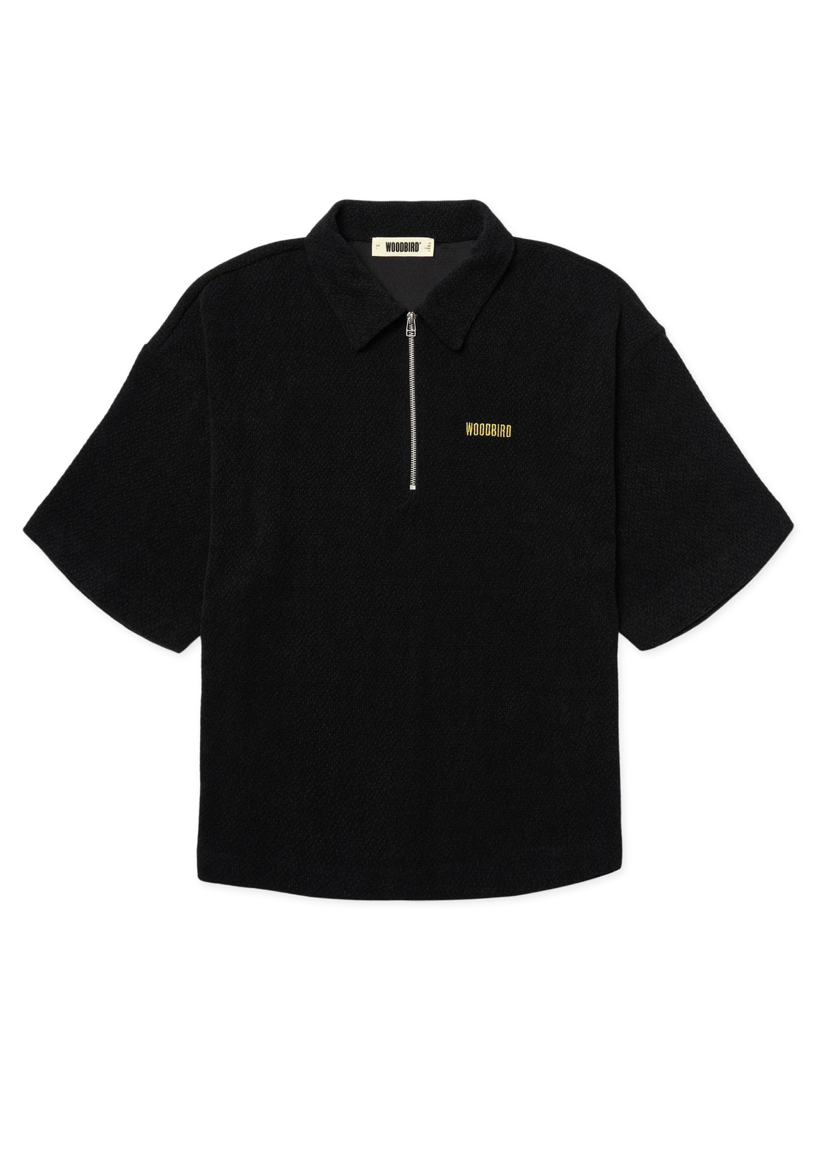 Woodbird Polo con zip da uomo Hiro nera