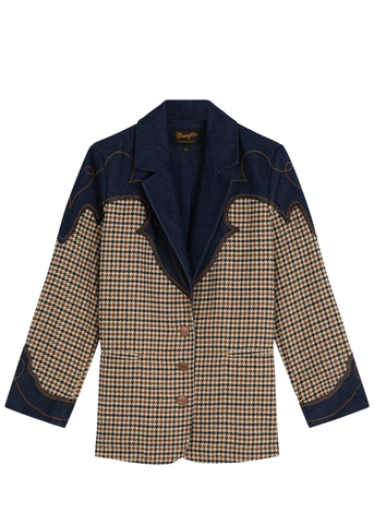 Regular Houndstooth Blazer in Rinse 112386802