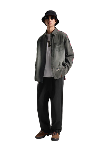 Evisu Camicia da uomo Fabric Blocking nera