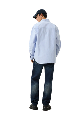 Evisu Camicia da uomo Oxford Red Seagull Print celeste