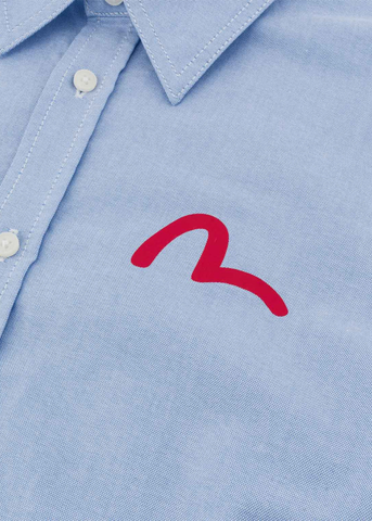 Evisu Camicia da uomo Oxford Red Seagull Print celeste