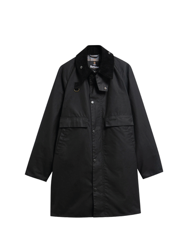 Barbour Giacca cerata lunga da uomo Long Spey nera