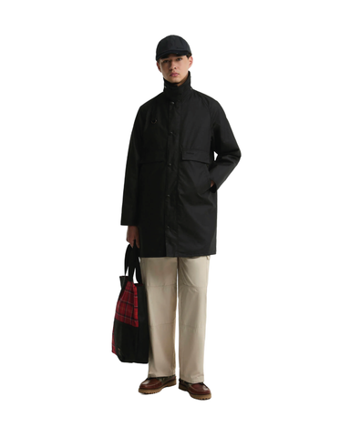 Barbour Giacca cerata lunga da uomo Long Spey nera