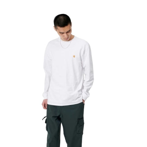 Carhartt Wip T-Shirt da uomo manica lunga Chase bianca