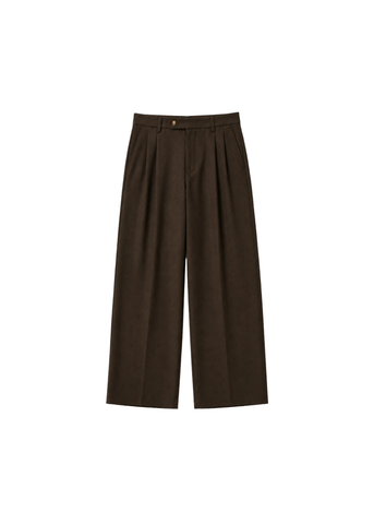 Prohibited Pantalone largo da uomo Revival Pleated marrone