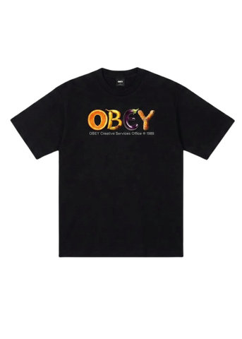 Obey T-Shirt da uomo manica corta Creative Services nera