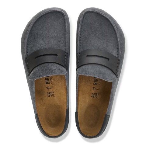 Birkenstock Mocassino in pelle scamosciata Naples Wrapped grigio 1032437