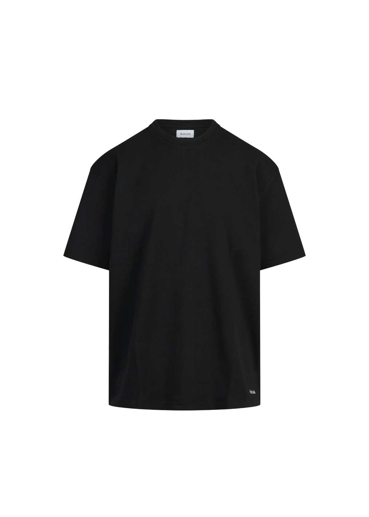 Amish T-Shirt girocollo in jersey di cotone Micro Logo nera