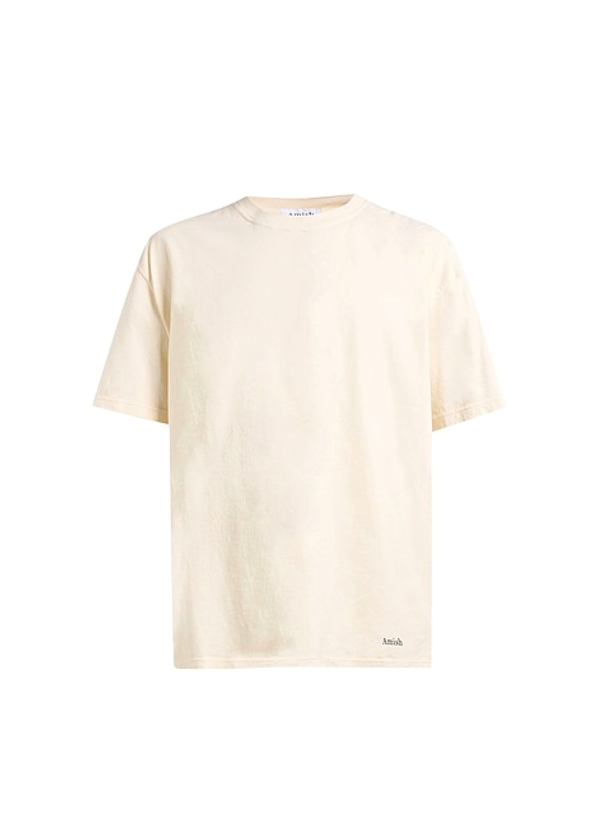 Amish T-Shirt girocollo in jersey di cotone Micro Logo panna