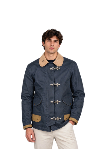Chesapeak's Giacca da uomo in cotone cerato Fireman Bedford blu