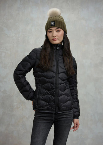 Blauer Giacca Piumino da donna ad onde Camelia nero