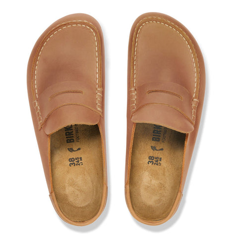Birkenstock Naples Wrapped Oiled Leather Shoe, Cognac