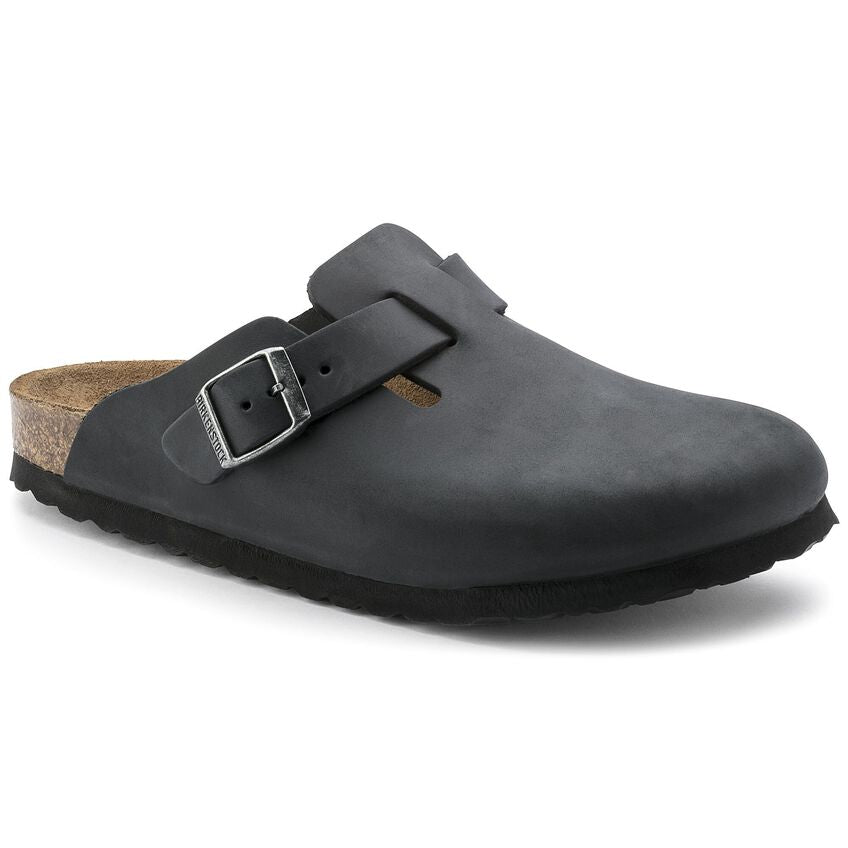 Birkenstock Sandalo unisex Boston in pelle oleata (Calzata Stretta) nero