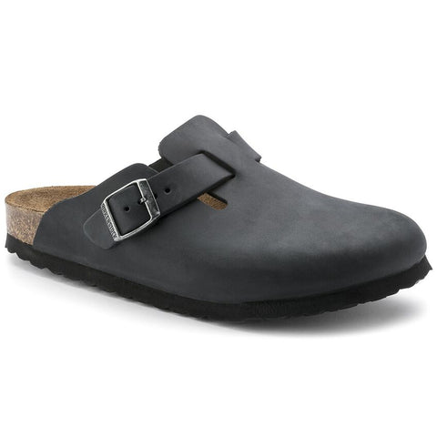 Birkenstock Unisex Boston Sandal in Oiled Leather (Narrow Fit) Black