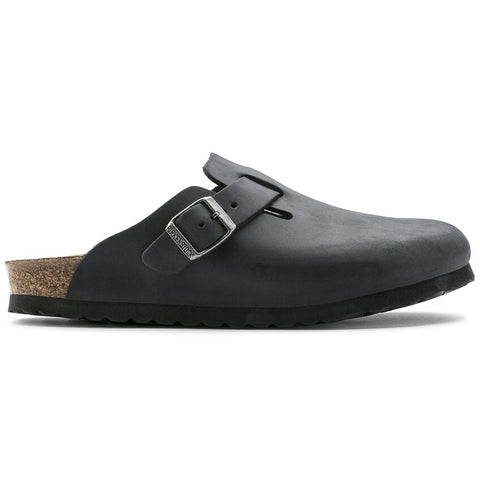 Birkenstock Boston Unisex-Sandale aus geöltem Leder (Narrow Fit) schwarz