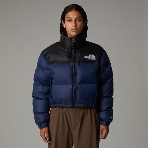 Kurze Daunenjacke für Damen von The North Face Nuptse Blau