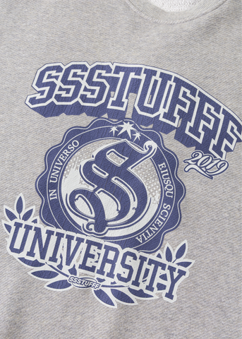 Ssstufff  Felpa girocollo uomo University Logo grigia