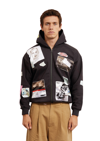 Ssstufff Felpa con zip e cappiccio da uomo Detective Board SSS-HOD04