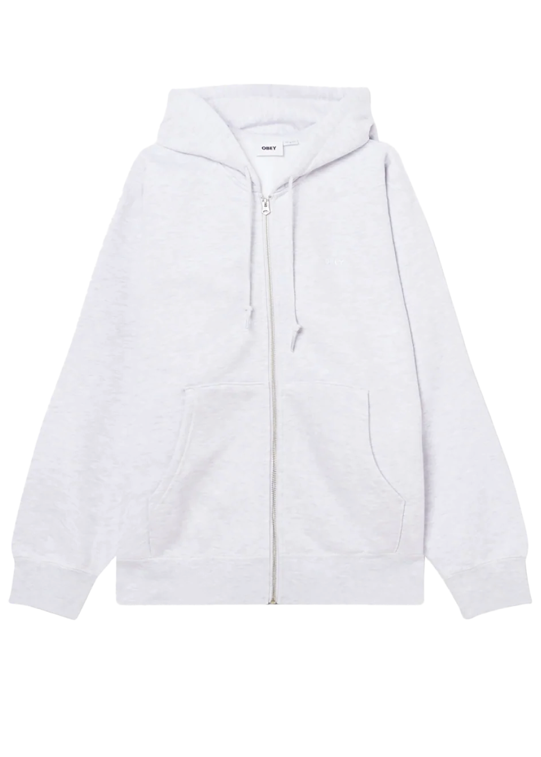 Obey Felpa da uomo con zip e cappuccio Work Bold grigio chiara