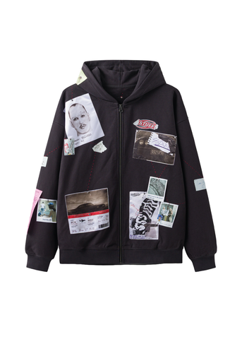 Ssstufff Felpa con zip e cappiccio da uomo Detective Board SSS-HOD04