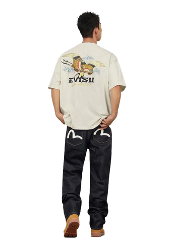 Evisu Jeans da uomo White Seagull Printed Pocket