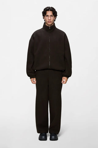 Rains Felpa in pile con zip da uomo Fleece Zip marrone