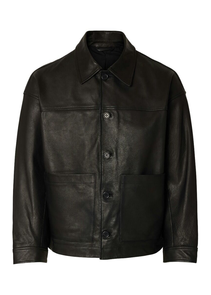 Selected Giacca in pelle da uomo Marc nera