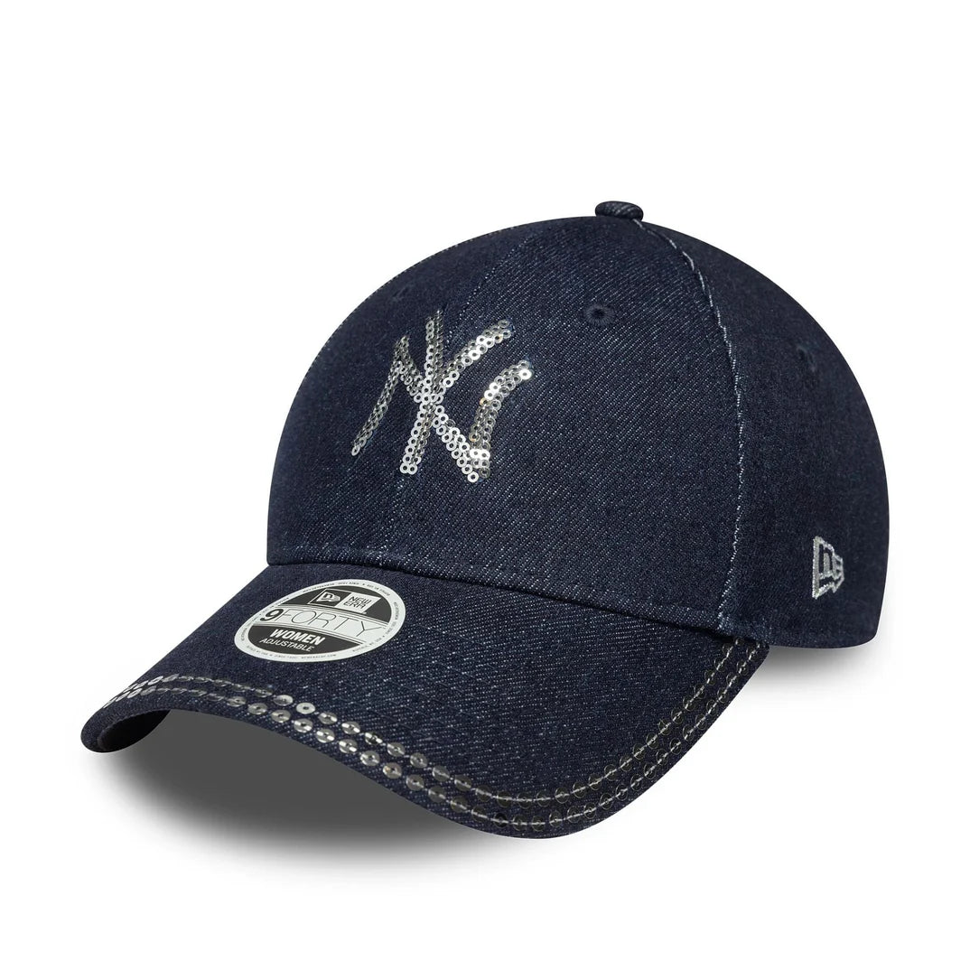 New Era Cappellino in jeans da donna New York Yankees Sequin