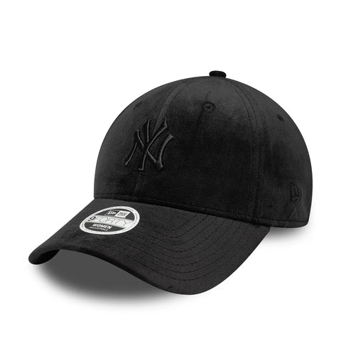 New Era Cappellino in velluto liscio da donna NY Yankees nero