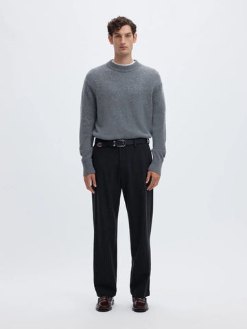 Selected Pantalone gessato da uomo Loose Luke blu