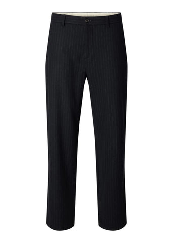 Selected Pantalone gessato da uomo Loose Luke blu