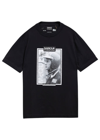 Barbour International T-Shirt da uomo Ramshaw con stampa Steve McQueen nera