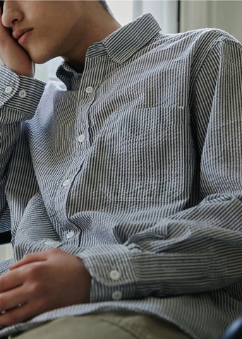 Frizmworks Camicia da uomo a righe Og Stripe Seersucker blue
