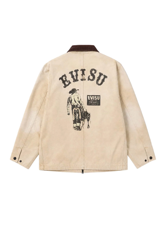 Evisu Giacca da uomo Vintage Canvas Coverall beige