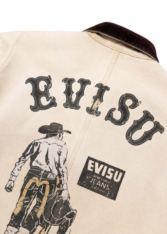 Evisu Giacca da uomo Vintage Canvas Coverall beige