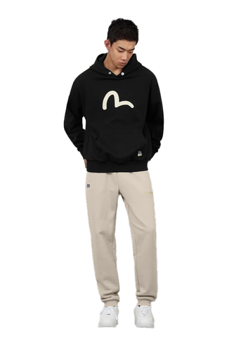 Evisu Felpa da uomo con cappuccio Seaguall Printed nera