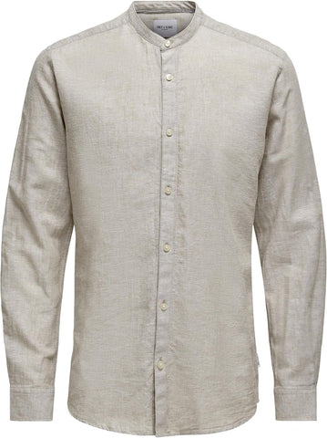 ONLY & SONS ONSCAIDEN LS SOLID LINEN MAO SHIRT NOOS 22019173