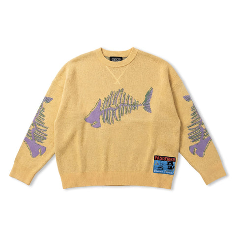 Pas De Mer Maglione girocollo da uomo Fish giallo