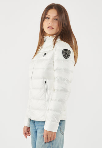 Blauer Giacca Piumino da donna Sfiancato Charme bianco