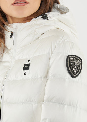 Blauer Giacca Piumino da donna Sfiancato Charme bianco