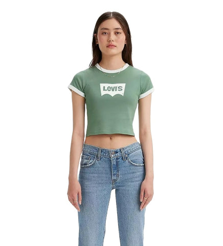 Levi's T-Shirt Donna Graphic Ringer Mini Verde