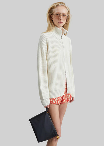 Amish Cardigan unisex in maglia a coste con zip Heavy bianco